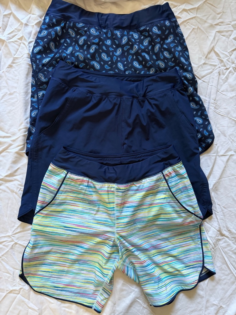 Lands' End Navy Active Skort with Multicolor Stripe Trim